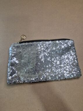 Sequined Silver Wristlet Clutch - Unbranded
